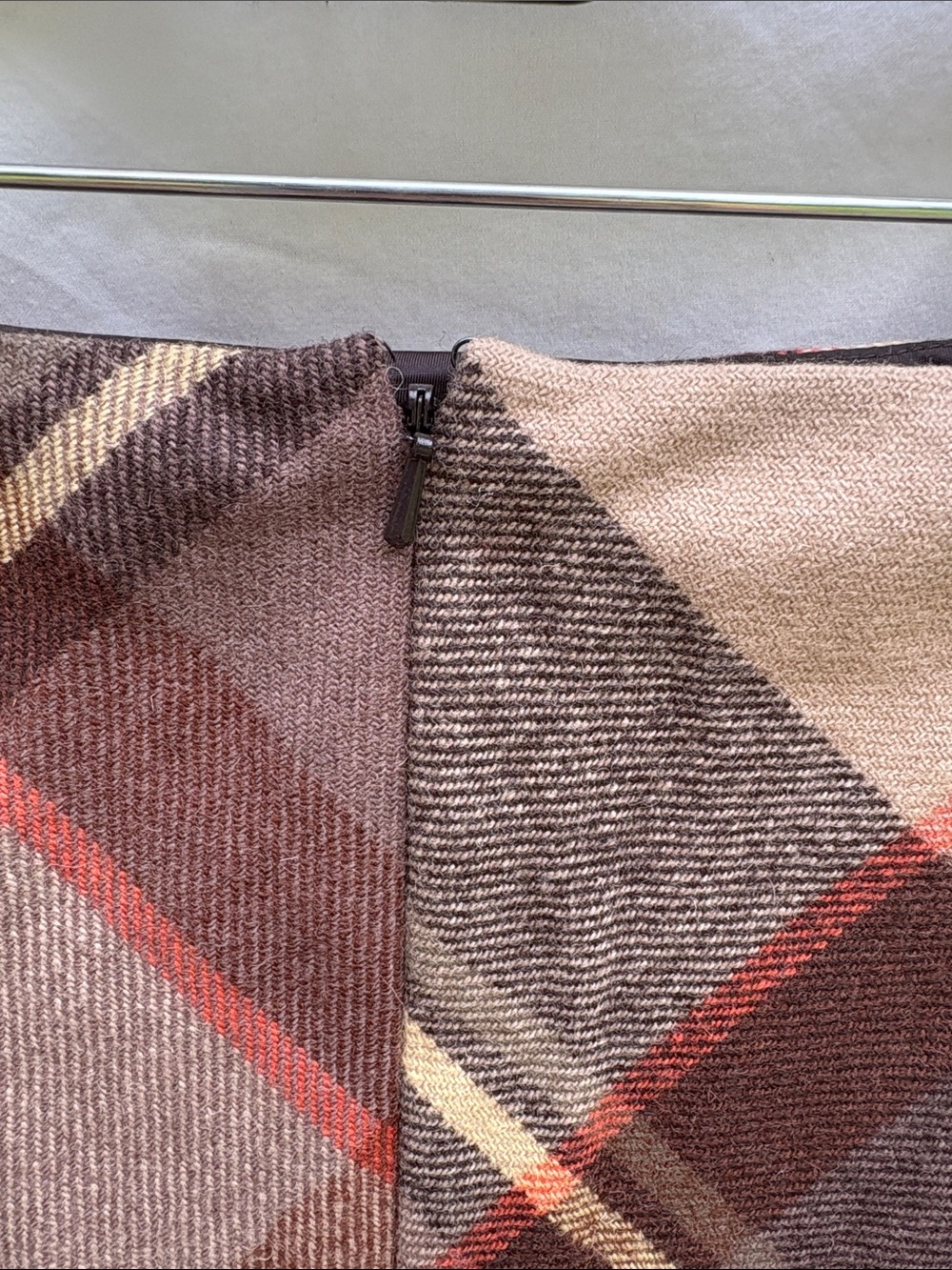 Talbots Brown Plaid Mini Skirt with Subtle Rust Accents - Picture 9 of 10